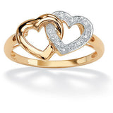 18K Gold over Silver Diamond Accent Heart Ring